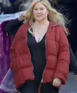 Amy Schumer Kinda Pregnant Red Puffer Jacket