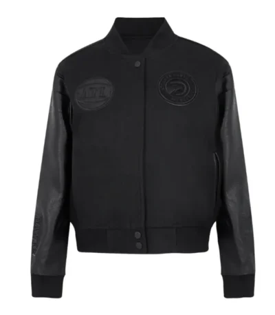 Atlanta Hawks Triple Black Varsity Wool-Leather Jacket