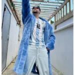 Bad Bunny Blue Shearling Coat