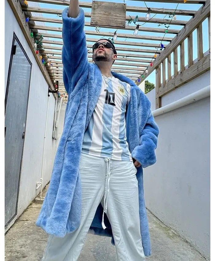 Bad Bunny Blue Shearling Coat Bad Bunny Blue Shearling Coat