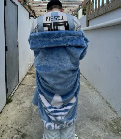 Bad Bunny Blue Shearling Coat