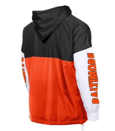 Baltimore Orioles Color Block Orange-Black Hoodie Windbreaker