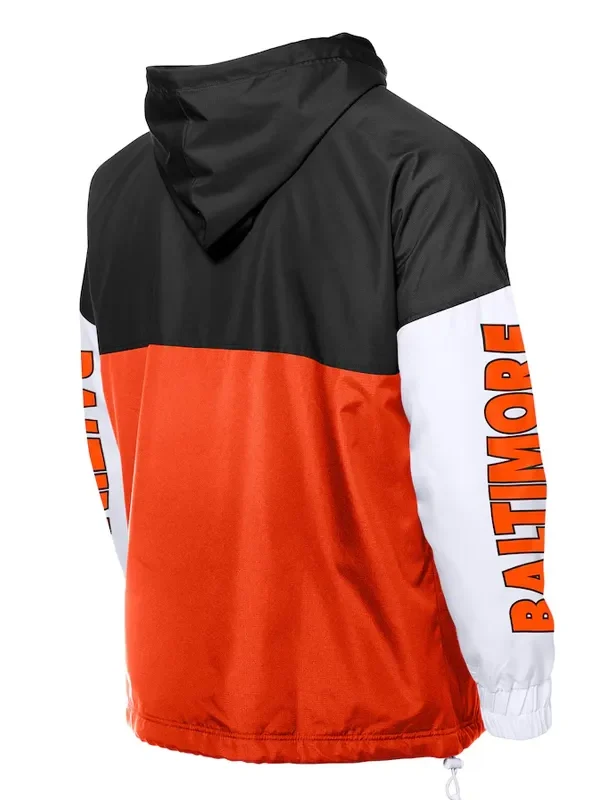 Baltimore Orioles Color Block Orange-Black Hoodie Windbreaker