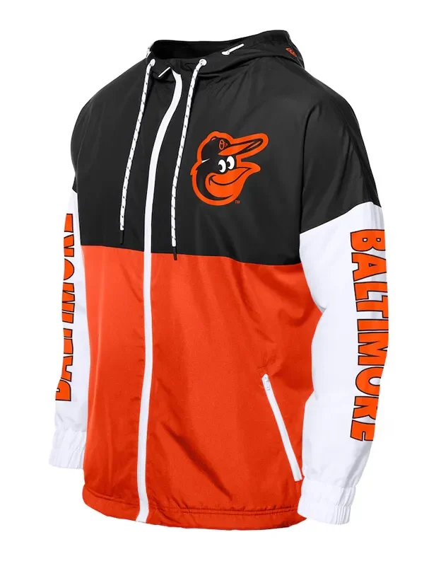 Baltimore Orioles Color Block Orange-Black Hoodie Windbreaker