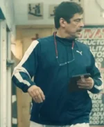 Benicio Del Toro One Battle After Another Blue Jacket