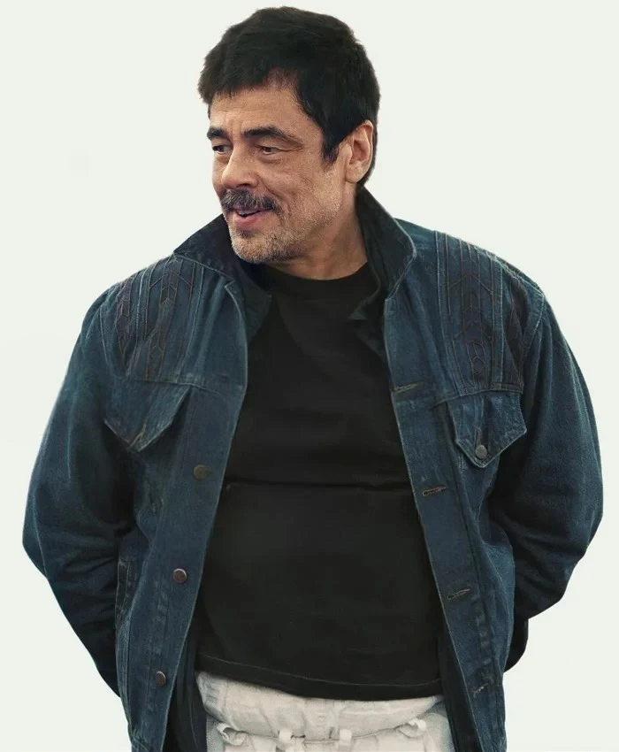 Benicio Del Toro One Battle After Another Denim Jacket Benicio Del Toro One Battle After Another Denim Jacket