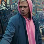 Bill Skarsgård Locked Blue Bomber Jacket