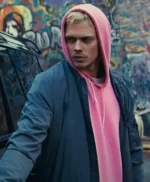 Bill Skarsgård Locked Blue Bomber Jacket