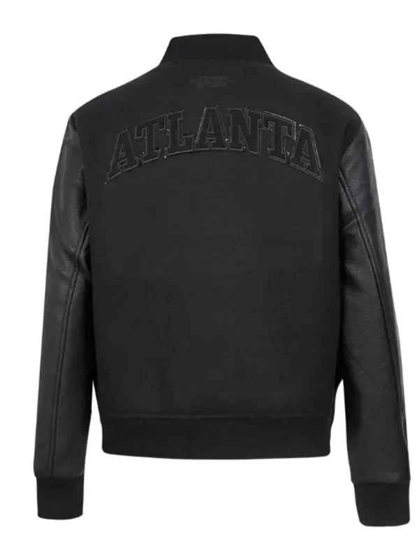 Atlanta Hawks Triple Black Varsity Wool-Leather Jacket