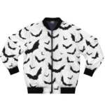 Black Bats White Bomber Jacket