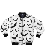 Black Bats White Bomber Jacket