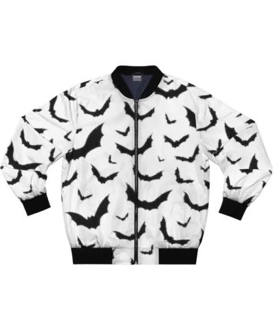 Black Bats White Bomber Jacket