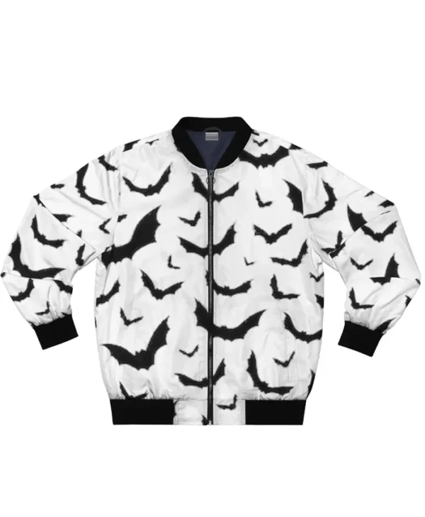 Black Bats White Bomber Jacket