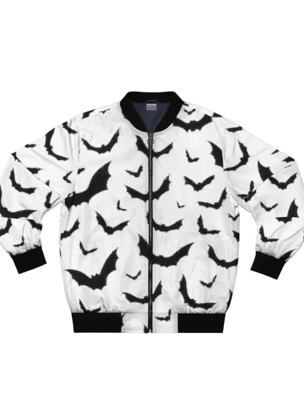 Black Bats White Bomber Jacket