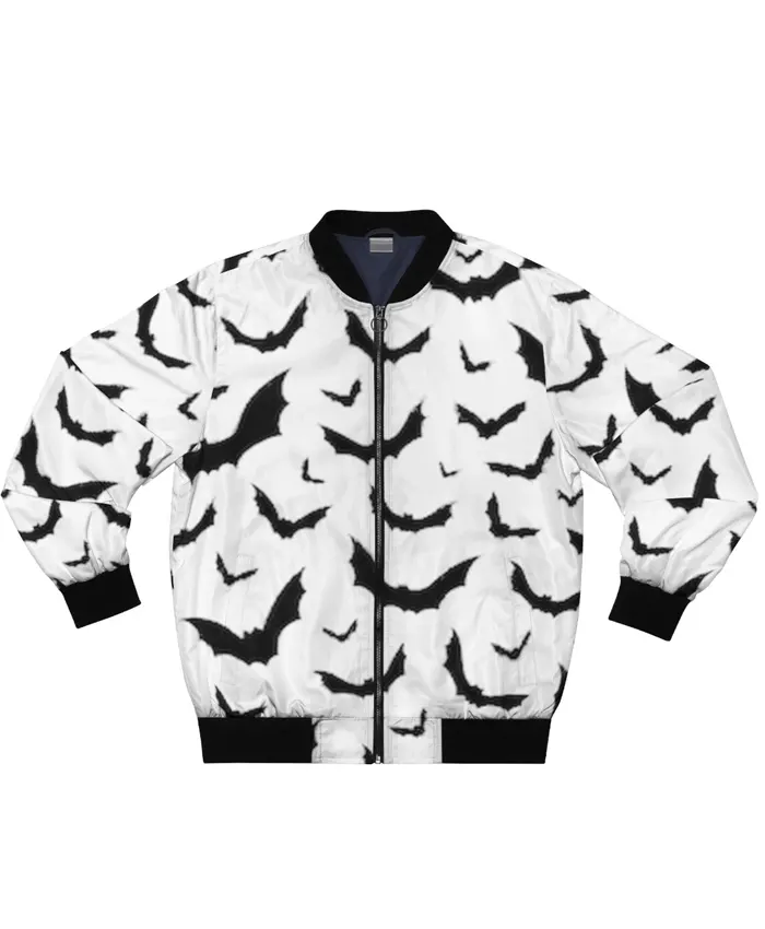 Black Bats White Bomber Jacket Black Bats White Bomber Jacket