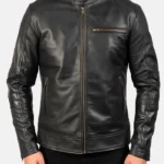 Black Cafe Racer Leather jacket