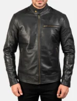 Black Cafe Racer Leather jacket