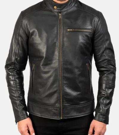 Black Cafe Racer Leather jacket