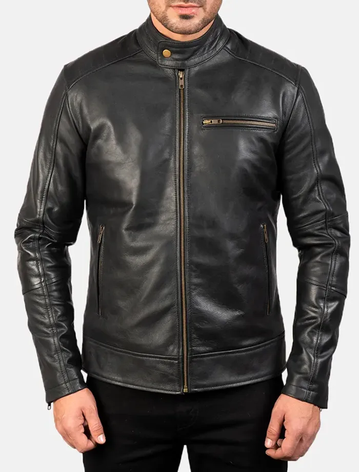 Black Cafe Racer Leather jacket Black Cafe Racer Leather jacket