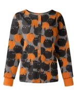 Black Cats with Pumpkin Halloween Scrub Jacket