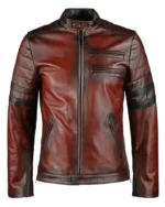 Black Leather Jacket Hybrid Style Cafe Racer