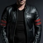 Black Leather Jacket Hybrid Style Cafe Racer