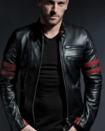 Black Leather Jacket Hybrid Style Cafe Racer