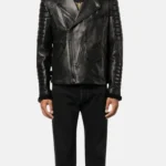 Black Leather Jacket with Fur Collar