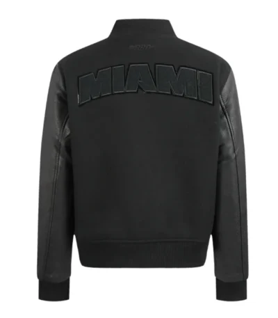 Miami Heat Triple Black Varsity Wool-Leather Jacket