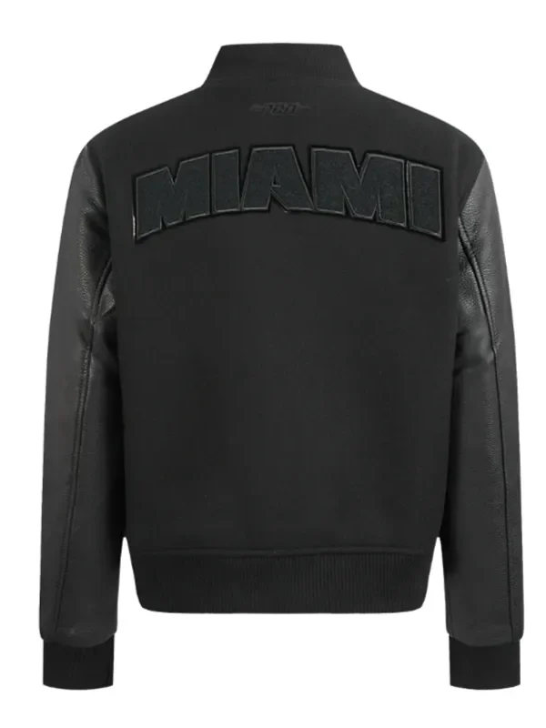 Miami Heat Triple Black Varsity Wool-Leather Jacket