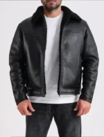Black Shearling Aviator Jacket