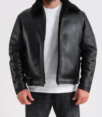 Black Shearling Aviator Jacket