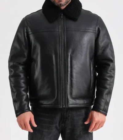 Black Shearling Aviator Jacket