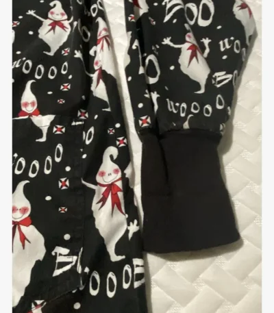 Boo Wooo Black Halloween Scrub Jacket