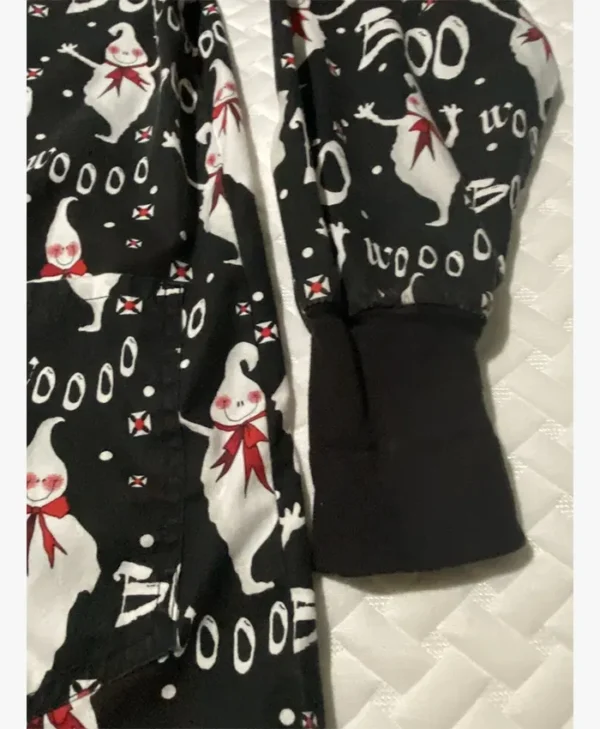 Boo Wooo Black Halloween Scrub Jacket