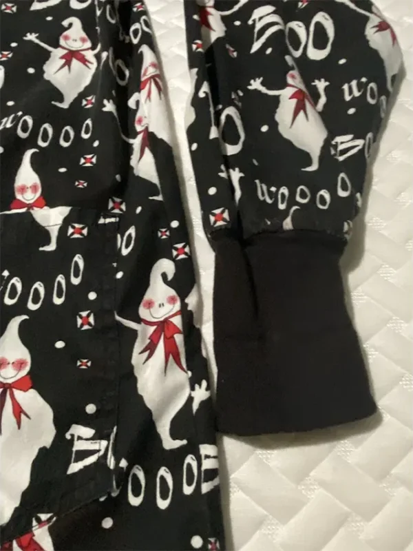 Boo Wooo Black Halloween Scrub Jacket