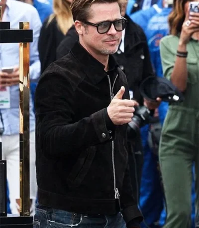 Brad Pitt F1 Black Suede Jacket