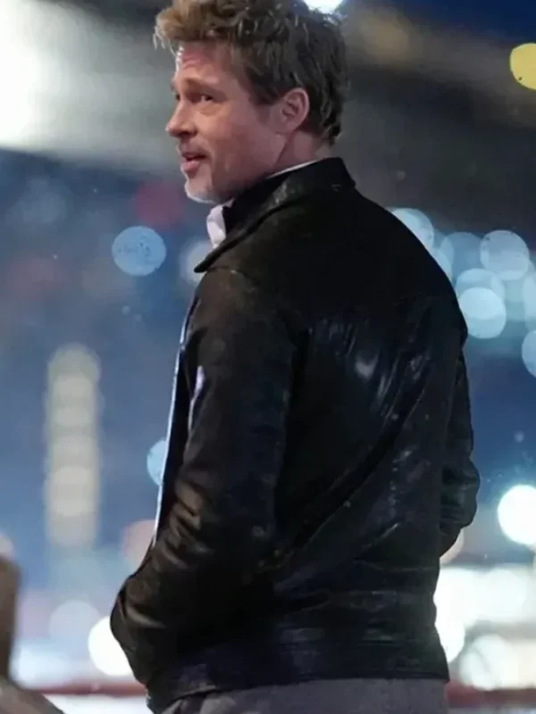 Brad Pitt Wolfs 2024 Movie Black Leather Jacket