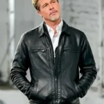 Brad Pitt Wolfs 2024 Movie Black Leather Jacket