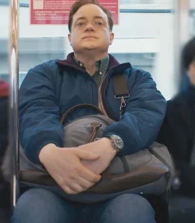 Brendan Fraser Rental Family Blue Bomber Jacket