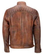 Classic Diamond Leather Jacket Brown Distressed