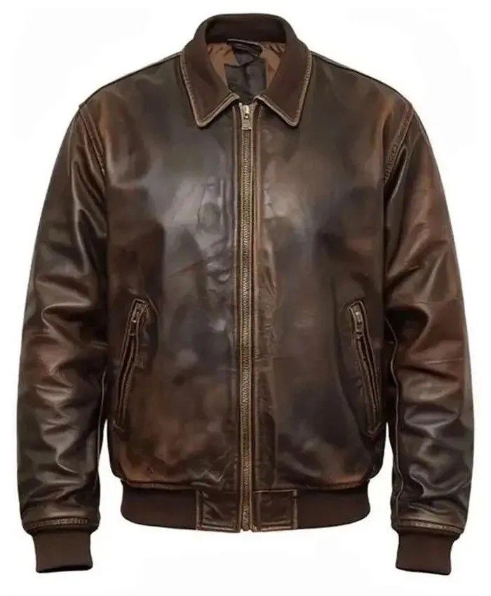 Brown Leather Skull Printed Jacket Brown Leather Skull Printed Jacket
