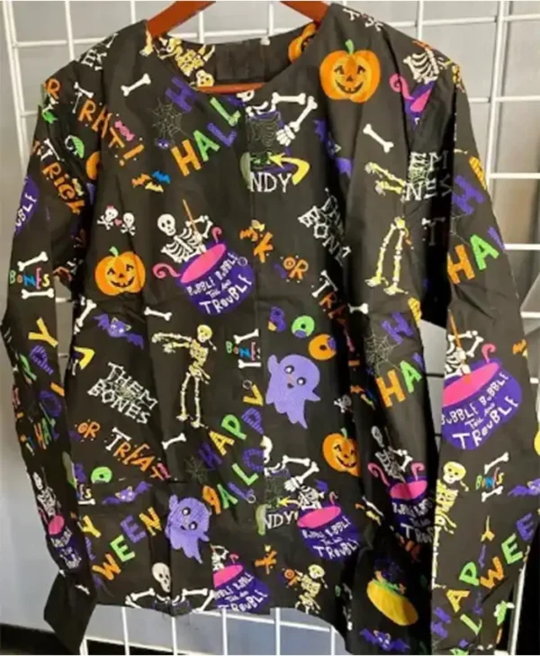 Bubble into the Trouble Halloween Scrub Jacket