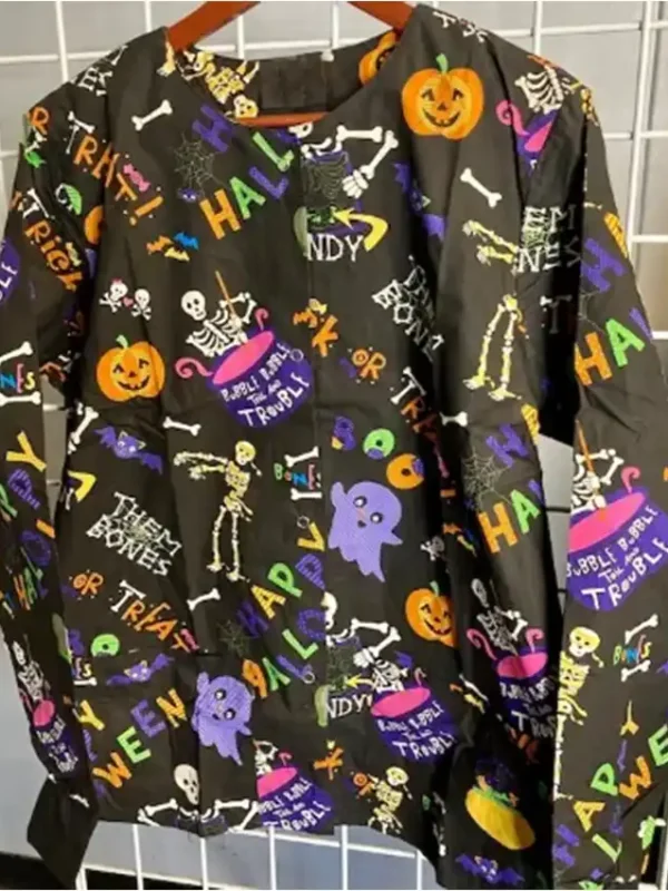 Bubble into the Trouble Halloween Scrub Jacket