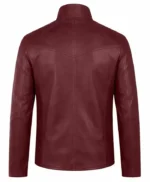 Burgundy Leather Cafe Racer Jacket