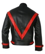 Michael Jackson Red Stripe Black Leather Jacket