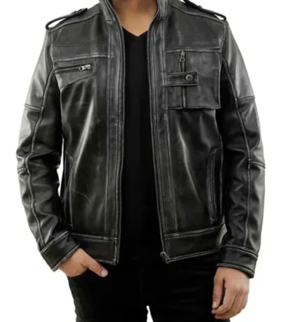 Vintage Black Leather Rider Jacket
