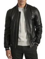 Wilkinson Black Leather Bomber Jacket