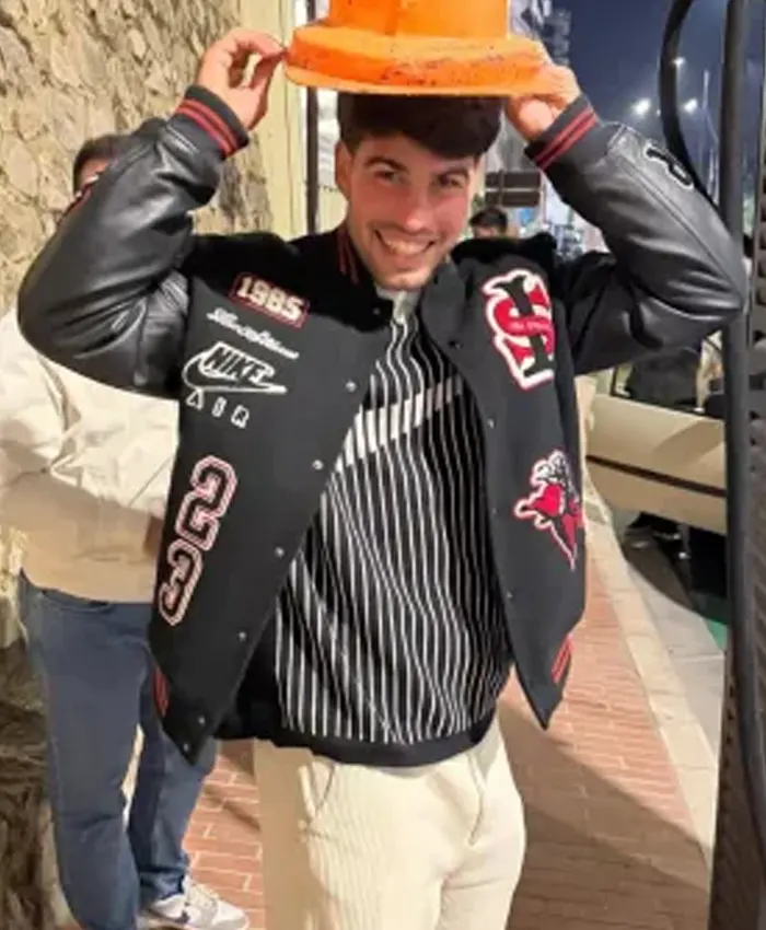 Carlos Alcaraz Black Varsity Jacket Carlos Alcaraz Black Varsity Jacket