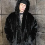 Cassius Mink Fur Removable Sleeves Black Coat